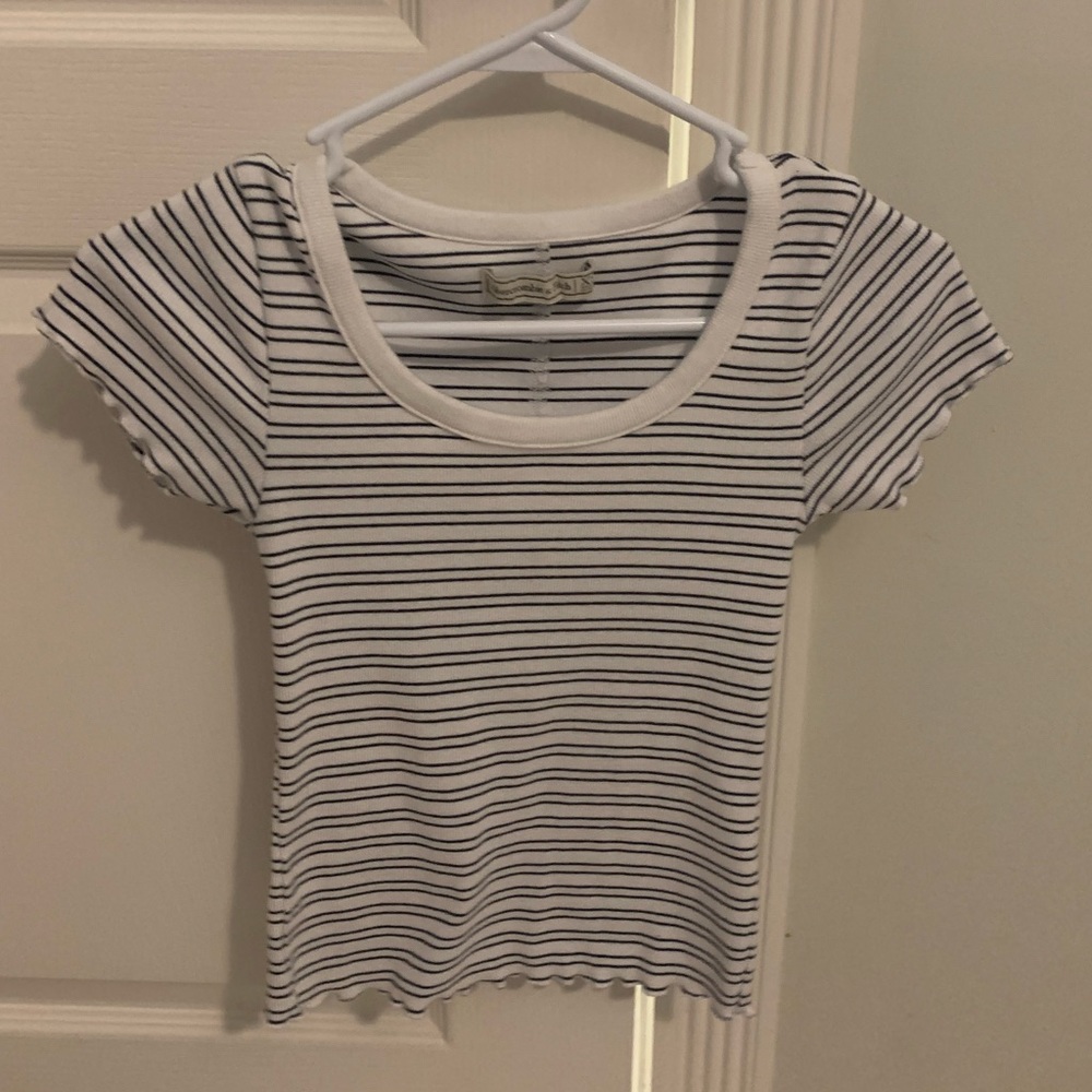 Black and White Striped Crop Top